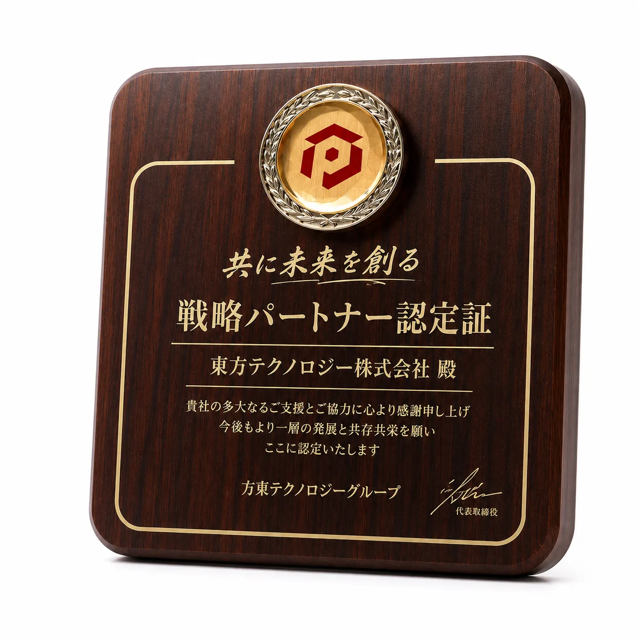 表彰楯 スクエア型ゴールドメダル装飾タイプ